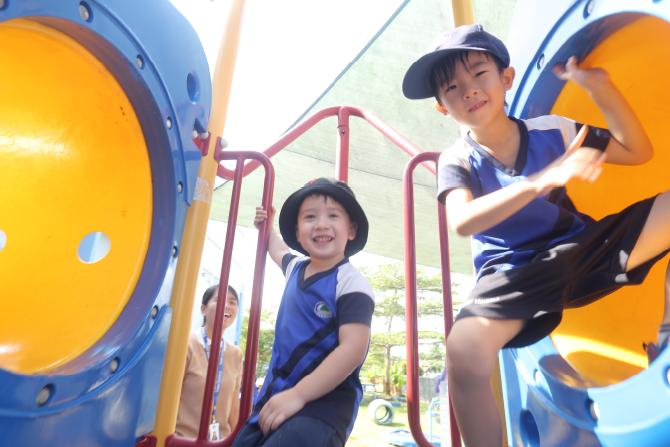 They are playing in the play ground